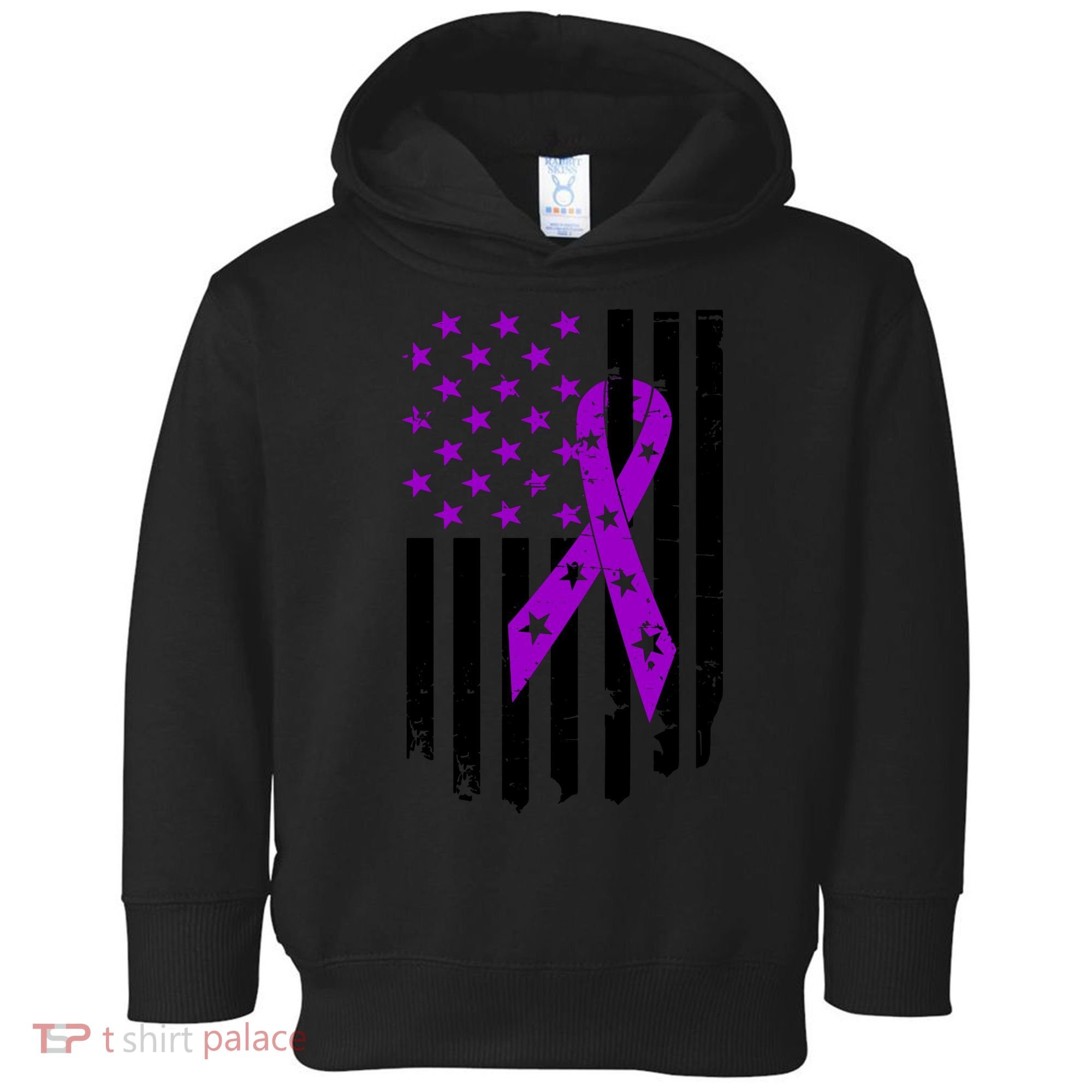 Purple Ribbon US Flag Epileptic Epilepsy Awareness Month Toddler Hoodie