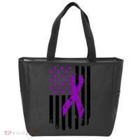Purple Ribbon US Flag Epileptic Epilepsy Awareness Month Tote Bag thumb 0