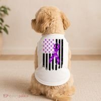 Purple Ribbon US Flag Epileptic Epilepsy Awareness Month Doggie Tank thumb 2