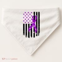 Purple Ribbon US Flag Epileptic Epilepsy Awareness Month USA-Made Doggie Bandana thumb 0