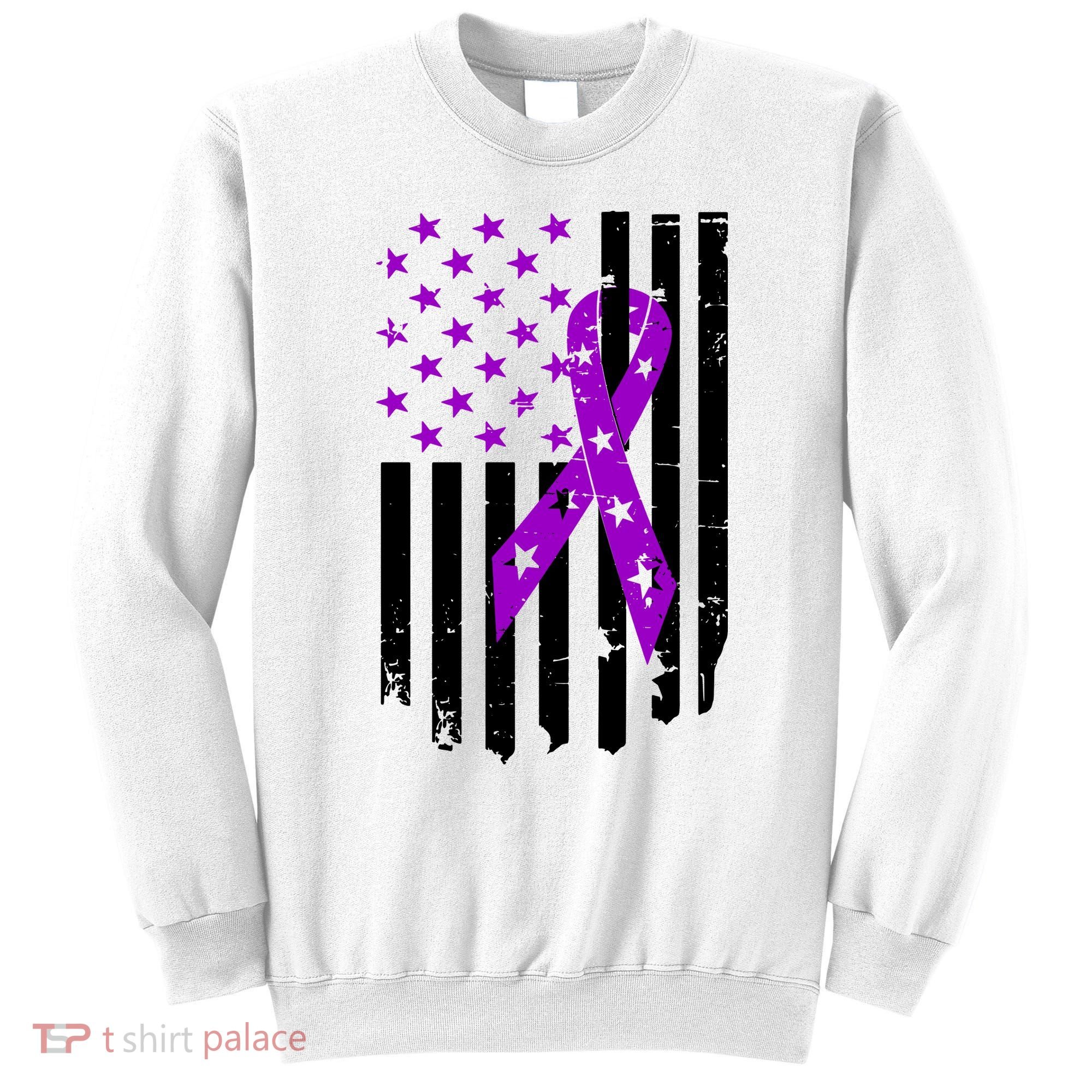 Purple Ribbon US Flag Epileptic Epilepsy Awareness Month Sweatshirt