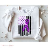 Purple Ribbon US Flag Epileptic Epilepsy Awareness Month Sweatshirt thumb 2