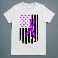 Purple Ribbon US Flag Epileptic Epilepsy Awareness Month T-Shirt thumb 5