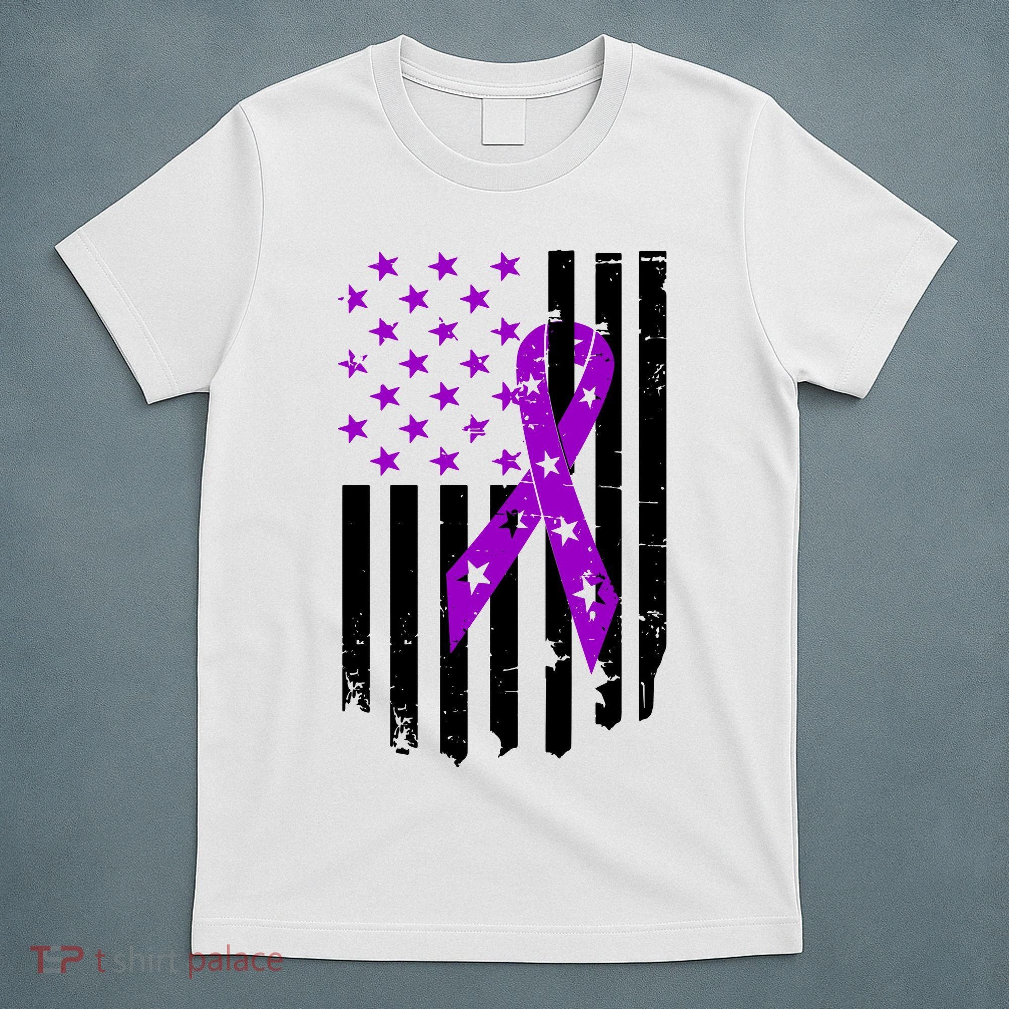 Purple Ribbon US Flag Epileptic Epilepsy Awareness Month T-Shirt