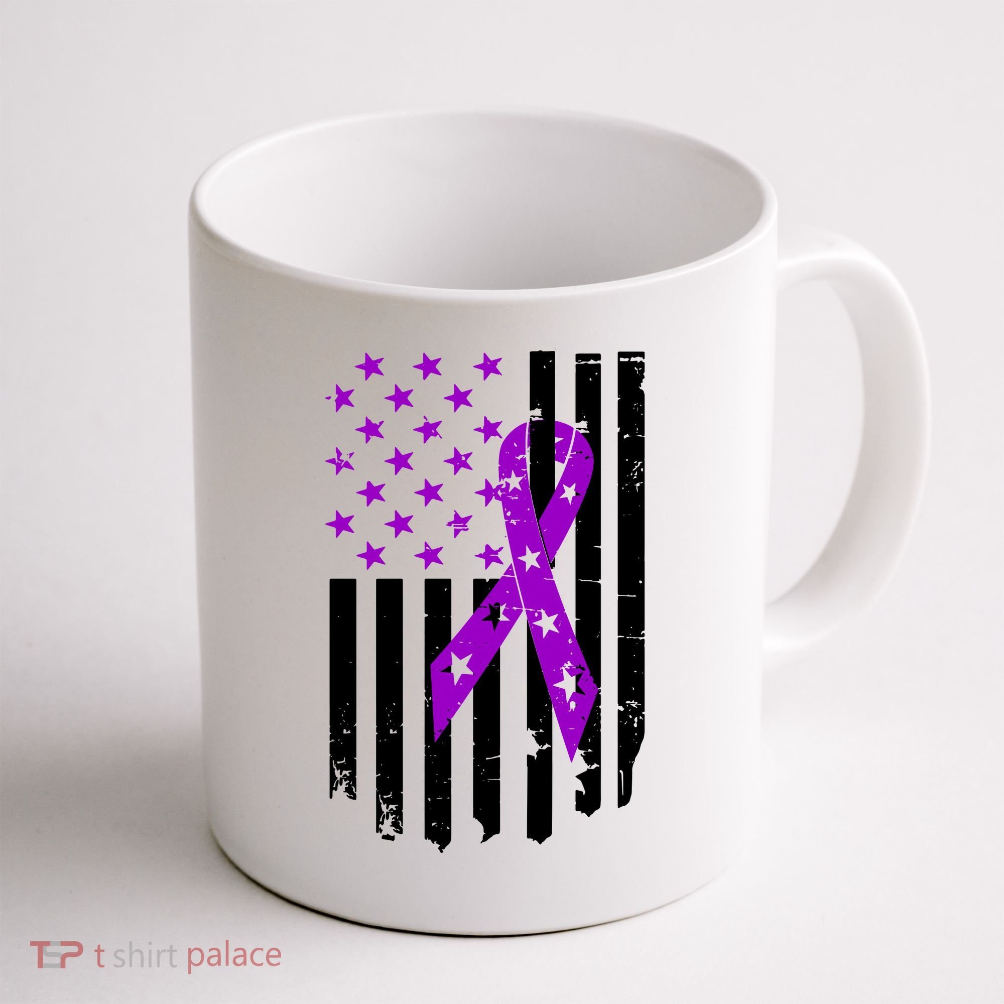 Purple Ribbon US Flag Epileptic Epilepsy Awareness Month Coffee Mug