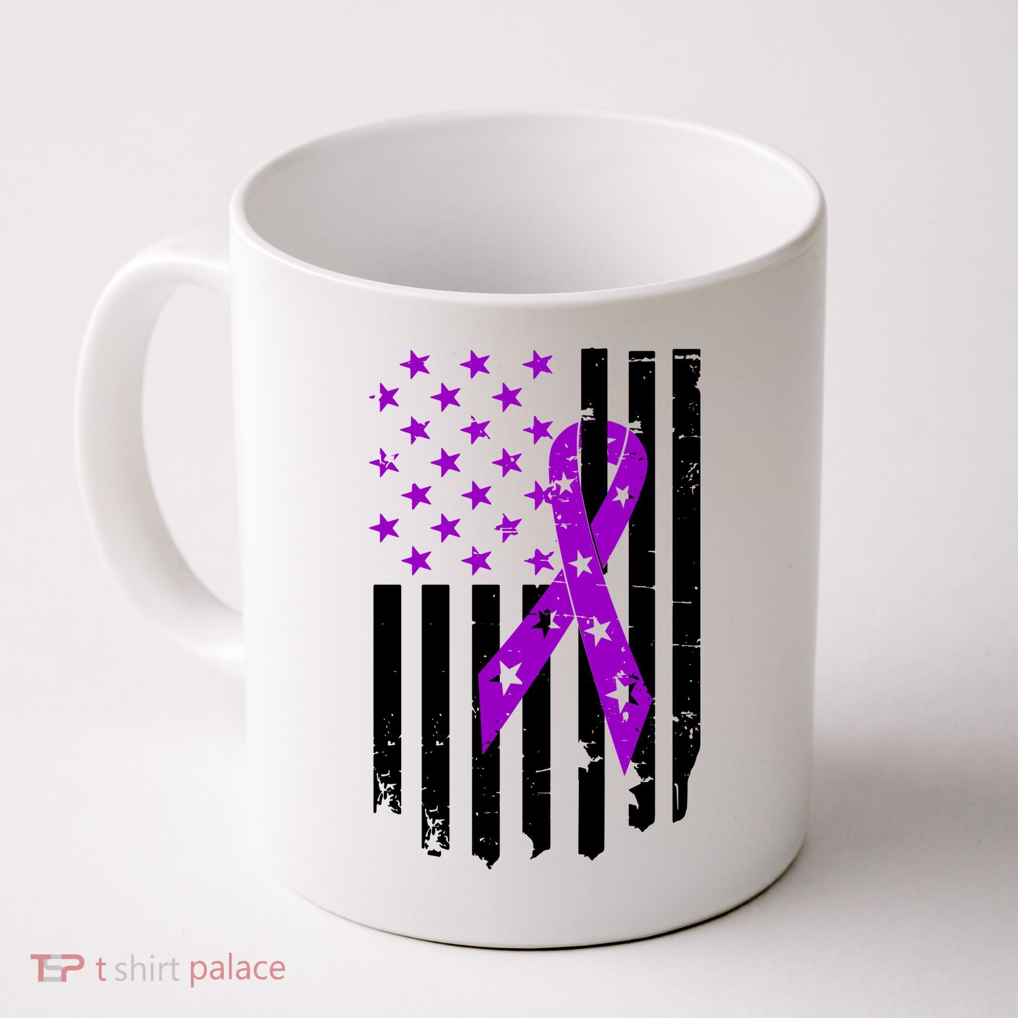 Purple Ribbon US Flag Epileptic Epilepsy Awareness Month Coffee Mug
