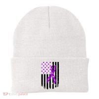 Purple Ribbon US Flag Epileptic Epilepsy Awareness Month Beanie thumb 0