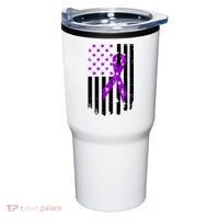 Purple Ribbon US Flag Epileptic Epilepsy Awareness Month Tumbler thumb 0