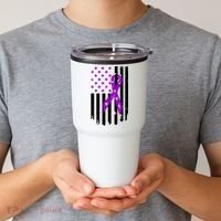 Purple Ribbon US Flag Epileptic Epilepsy Awareness Month Tumbler thumb 2