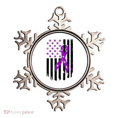 Purple Ribbon US Flag Epileptic Epilepsy Awareness Month Ornament