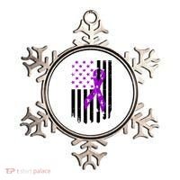 Purple Ribbon US Flag Epileptic Epilepsy Awareness Month Ornament thumb 0