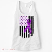 Purple Ribbon US Flag Epileptic Epilepsy Awareness Month Women's Tank Top thumb 0