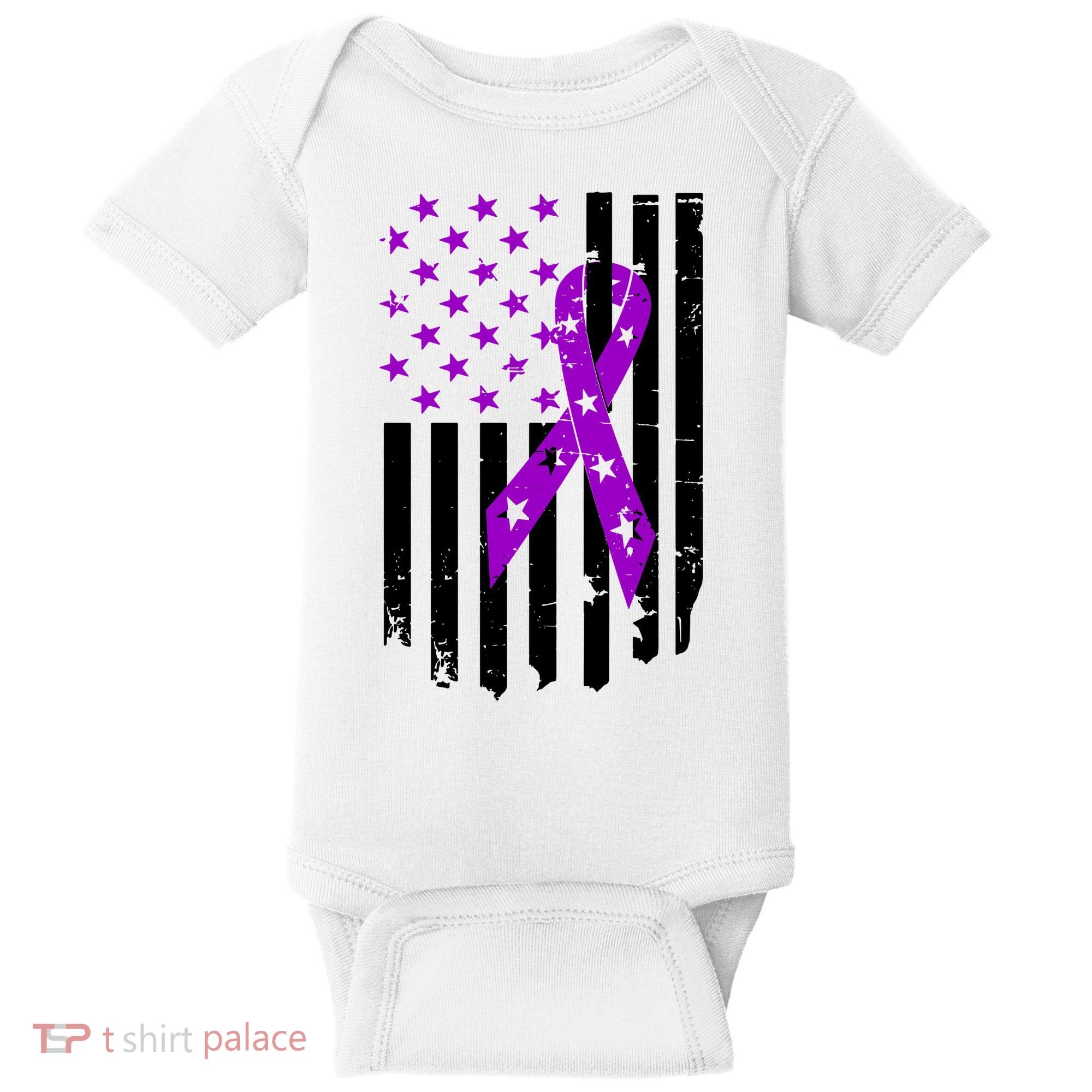 Purple Ribbon US Flag Epileptic Epilepsy Awareness Month Baby Bodysuit