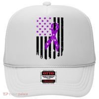 Purple Ribbon US Flag Epileptic Epilepsy Awareness Month Hat thumb 0