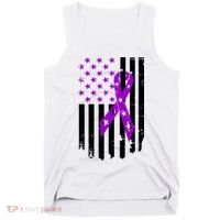 Purple Ribbon US Flag Epileptic Epilepsy Awareness Month Tank Top thumb 0