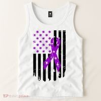 Purple Ribbon US Flag Epileptic Epilepsy Awareness Month Tank Top thumb 2