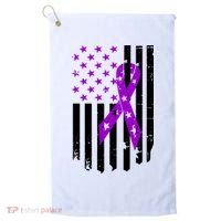 Purple Ribbon US Flag Epileptic Epilepsy Awareness Month Golf Towel thumb 0