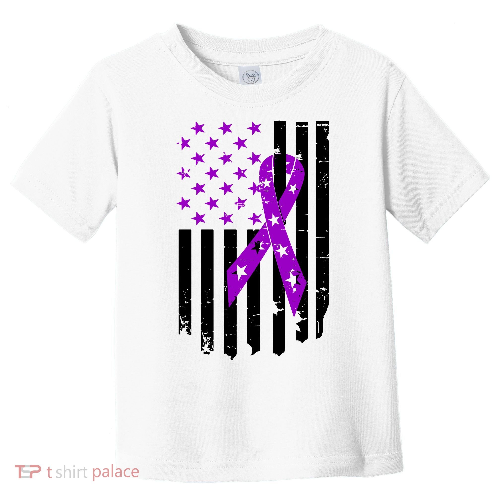 Purple Ribbon US Flag Epileptic Epilepsy Awareness Month Toddler T-Shirt