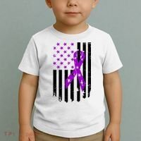 Purple Ribbon US Flag Epileptic Epilepsy Awareness Month Toddler T-Shirt thumb 2