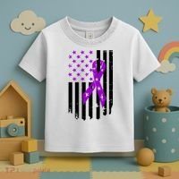 Purple Ribbon US Flag Epileptic Epilepsy Awareness Month Toddler T-Shirt thumb 3