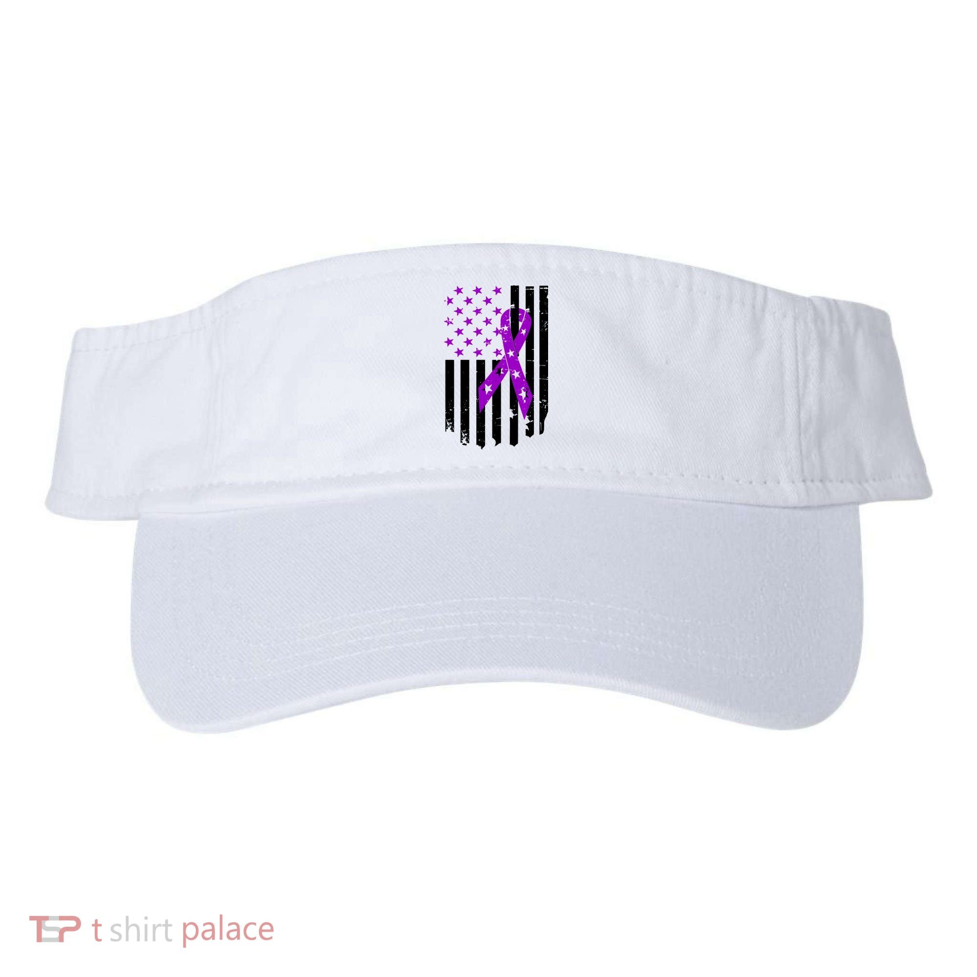 Purple Ribbon US Flag Epileptic Epilepsy Awareness Month Visor