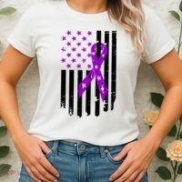 Purple Ribbon US Flag Epileptic Epilepsy Awareness Month Women's T-Shirt thumb 2