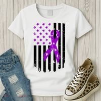 Purple Ribbon US Flag Epileptic Epilepsy Awareness Month Women's T-Shirt thumb 3