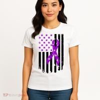 Purple Ribbon US Flag Epileptic Epilepsy Awareness Month Women's T-Shirt thumb 4