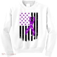 Purple Ribbon US Flag Epileptic Epilepsy Awareness Month Kids Sweatshirt thumb 0