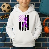 Purple Ribbon US Flag Epileptic Epilepsy Awareness Month Kids Hoodie thumb 2