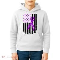 Purple Ribbon US Flag Epileptic Epilepsy Awareness Month Kids Hoodie thumb 4