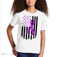 Purple Ribbon US Flag Epileptic Epilepsy Awareness Month Kids T-Shirt thumb 2