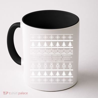 Pixel Robot Ugly Christmas Coffee Mug