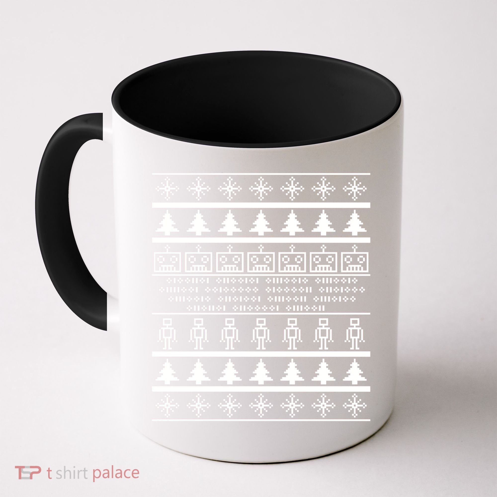Pixel Robot Ugly Christmas Coffee Mug
