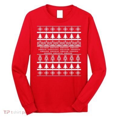 Pixel Robot Ugly Christmas Long Sleeve Shirt