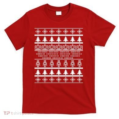 Pixel Robot Ugly Christmas T-Shirt