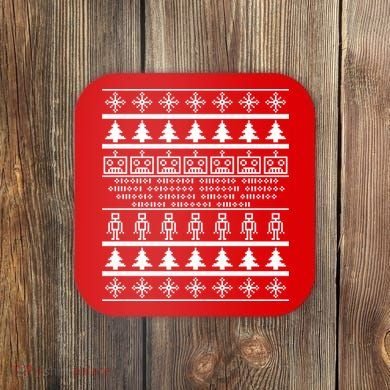 Pixel Robot Ugly Christmas Coaster