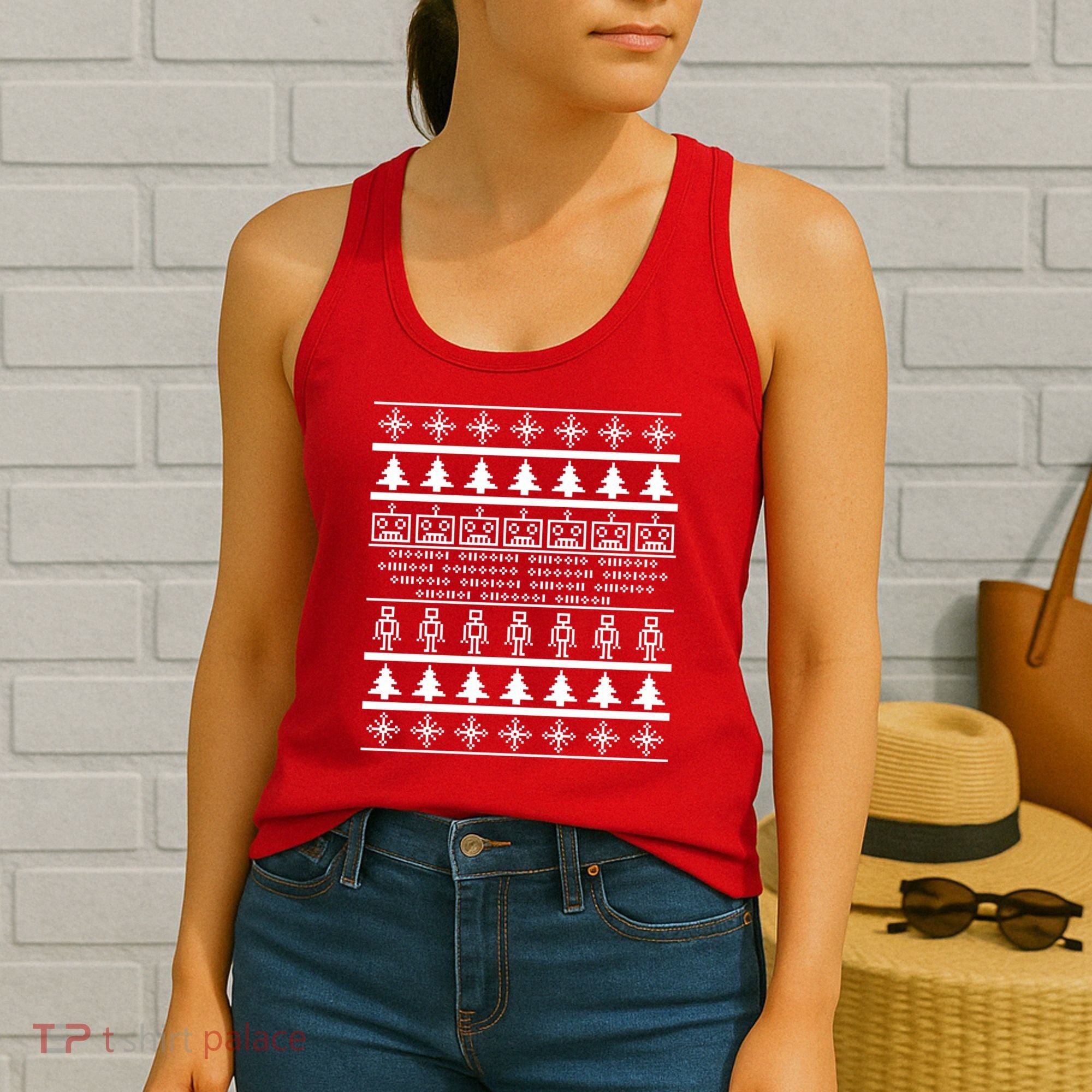 Pixel Robot Ugly Christmas Women's Tank Top