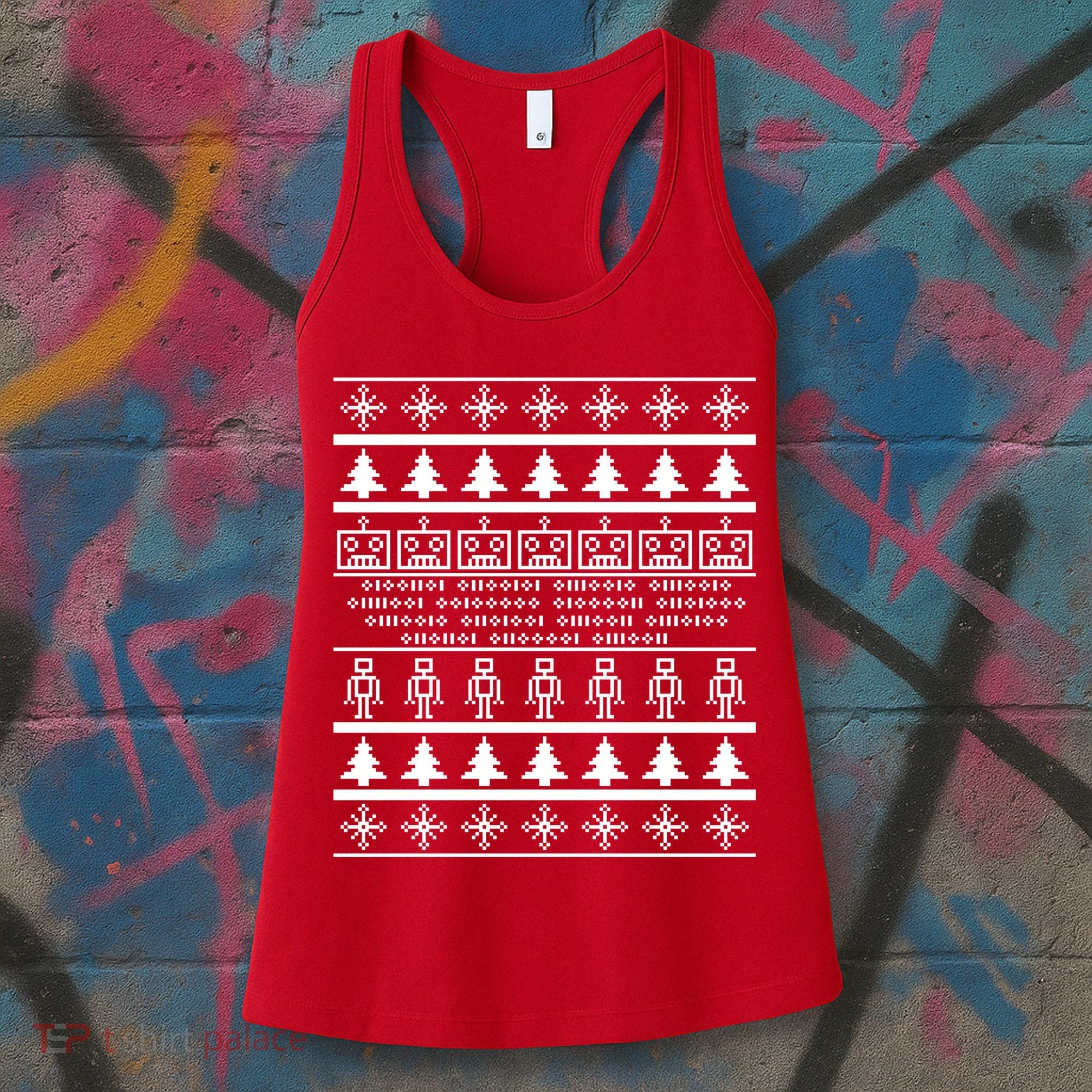 Pixel Robot Ugly Christmas Women's Tank Top