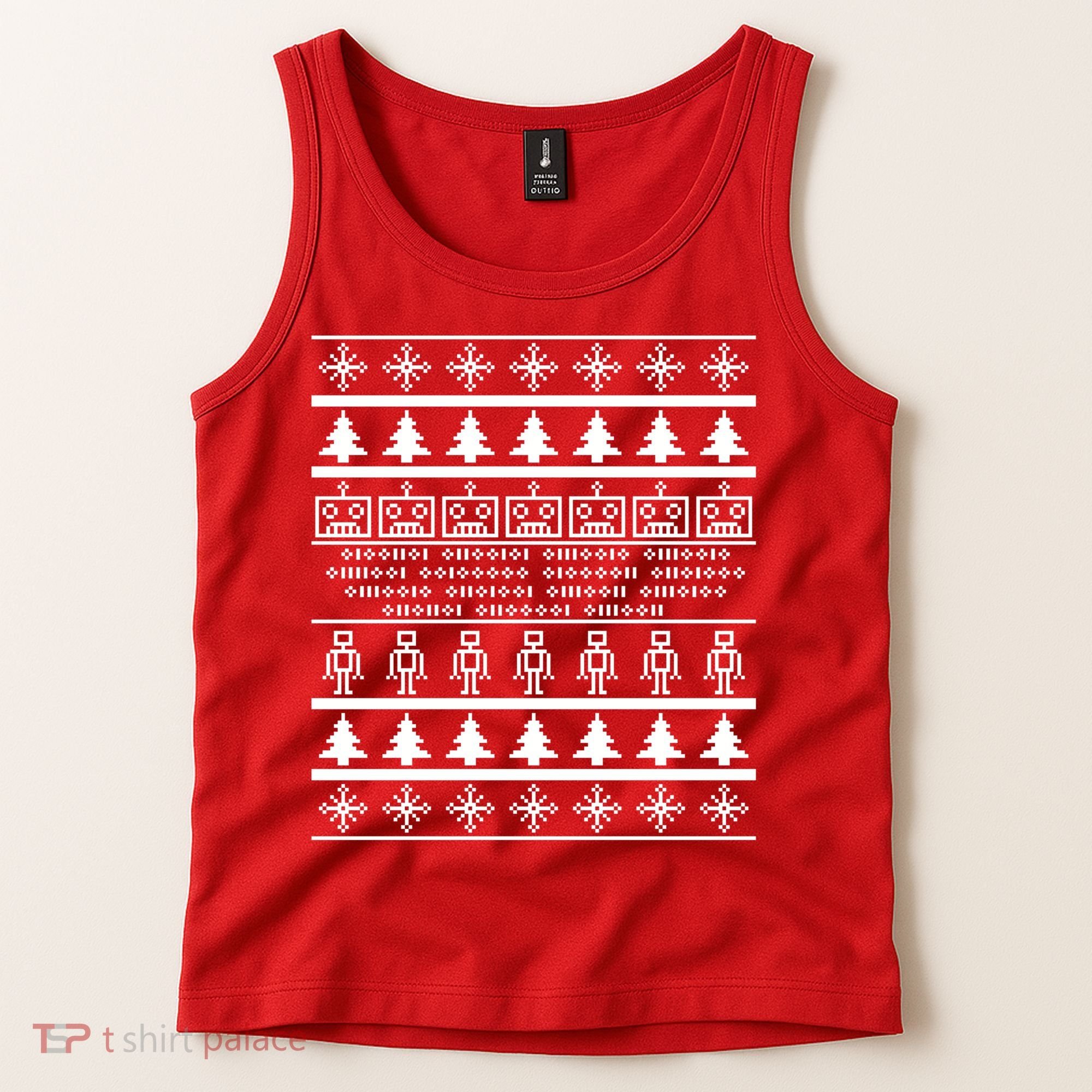 Pixel Robot Ugly Christmas Tank Top