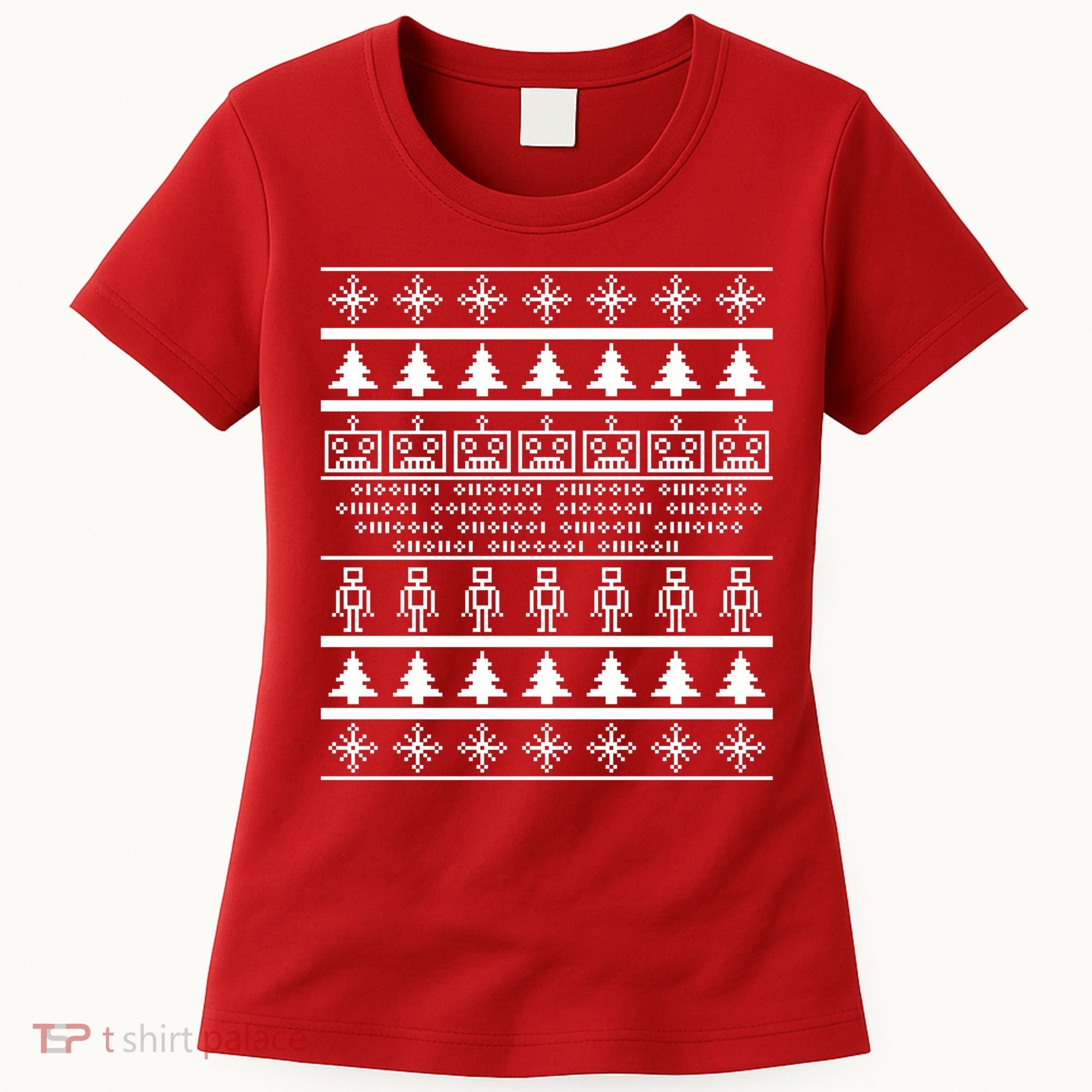 Pixel Robot Ugly Christmas Women's T-Shirt