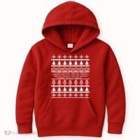 Pixel Robot Ugly Christmas Kids Hoodie thumb 0