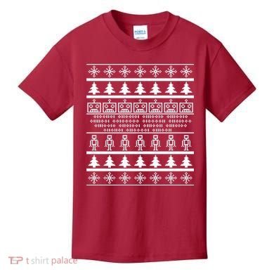 Pixel Robot Ugly Christmas Kids T-Shirt