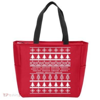 Pixel Robot Ugly Christmas Tote Bag