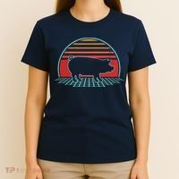 Pig Retro Vintage 80s Style Farm Animal Lover Gift T-Shirt thumb 4