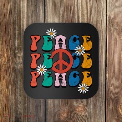 Peace Retro Vintage Sunflower Coaster
