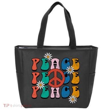 Peace Retro Vintage Sunflower Tote Bag
