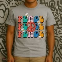 Peace Retro Vintage Sunflower T-Shirt thumb 3