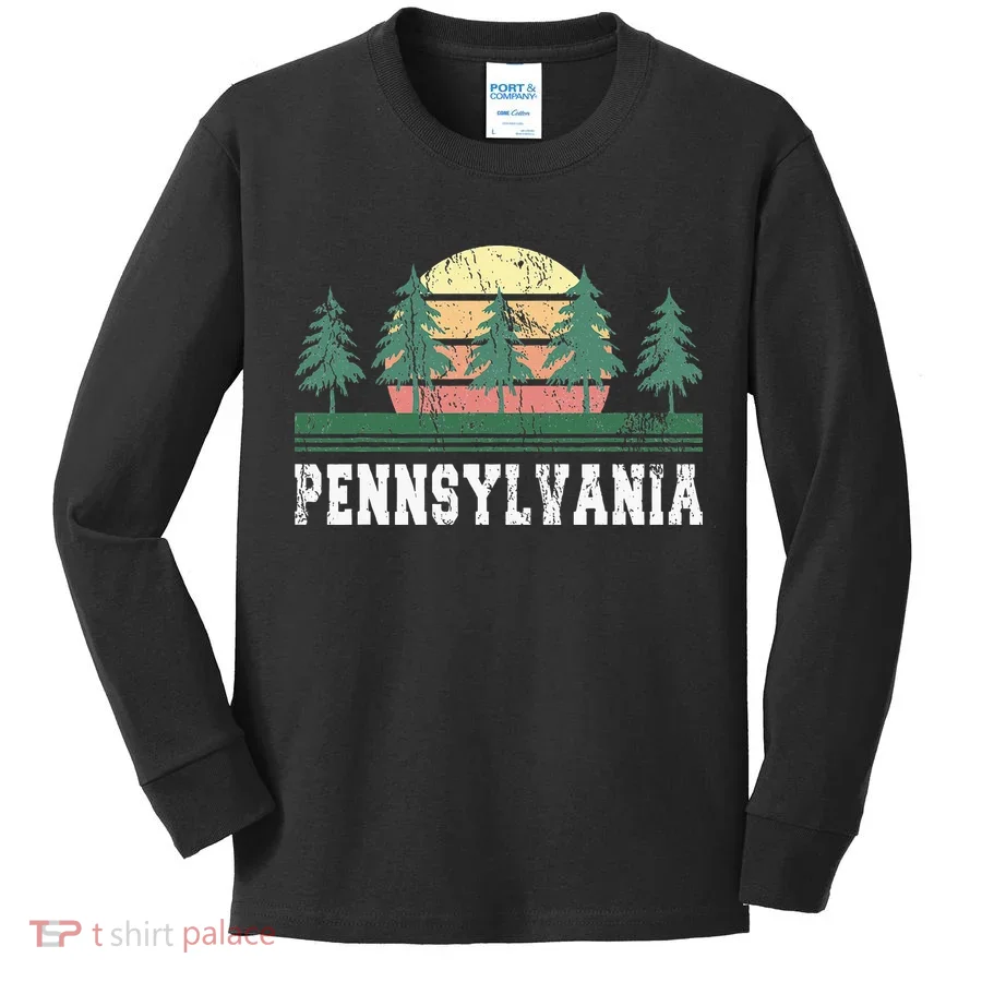 Pennsylvania Retro Vintage Kids Long Sleeve Shirt