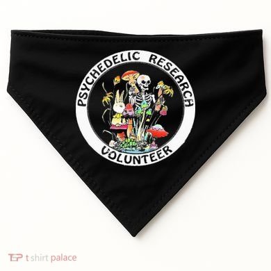 Psychedelic Research Volunteer Skeleton Rabbit Mushroom USA-Made Doggie Bandana